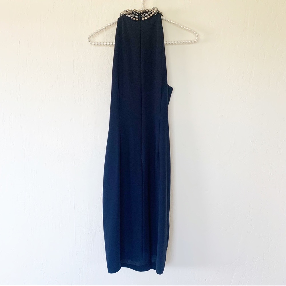 Carmen Marc Valvo Beaded-Neck Toga Dress - Picture 10 of 10